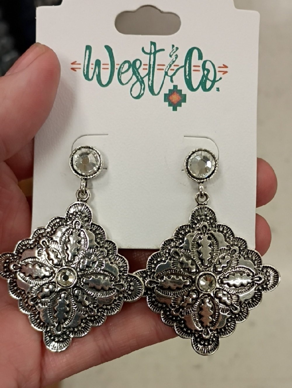 Silver Filigree Drop Earrings - Silver